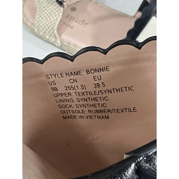 Kate Spade Bonnie Espadrilles Flats Ankle Strap Black White Check Women Size 9 - Picture 13 of 15